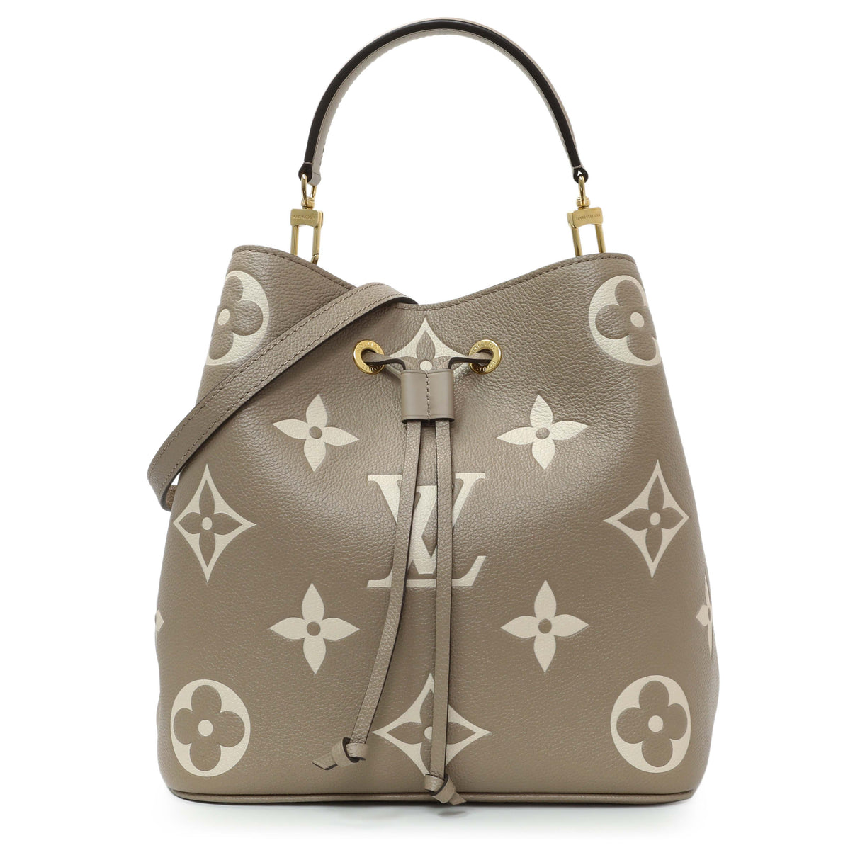 Louis Vuitton Tourterelle Creme Empreinte Monogram Giant NeoNoe MM Handbags Louis Vuitton