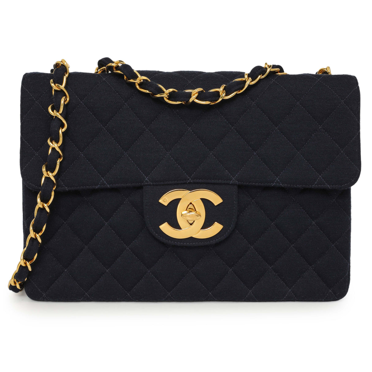 Chanel Navy Jersey XL Jumbo Single Flap Handbags Chanel