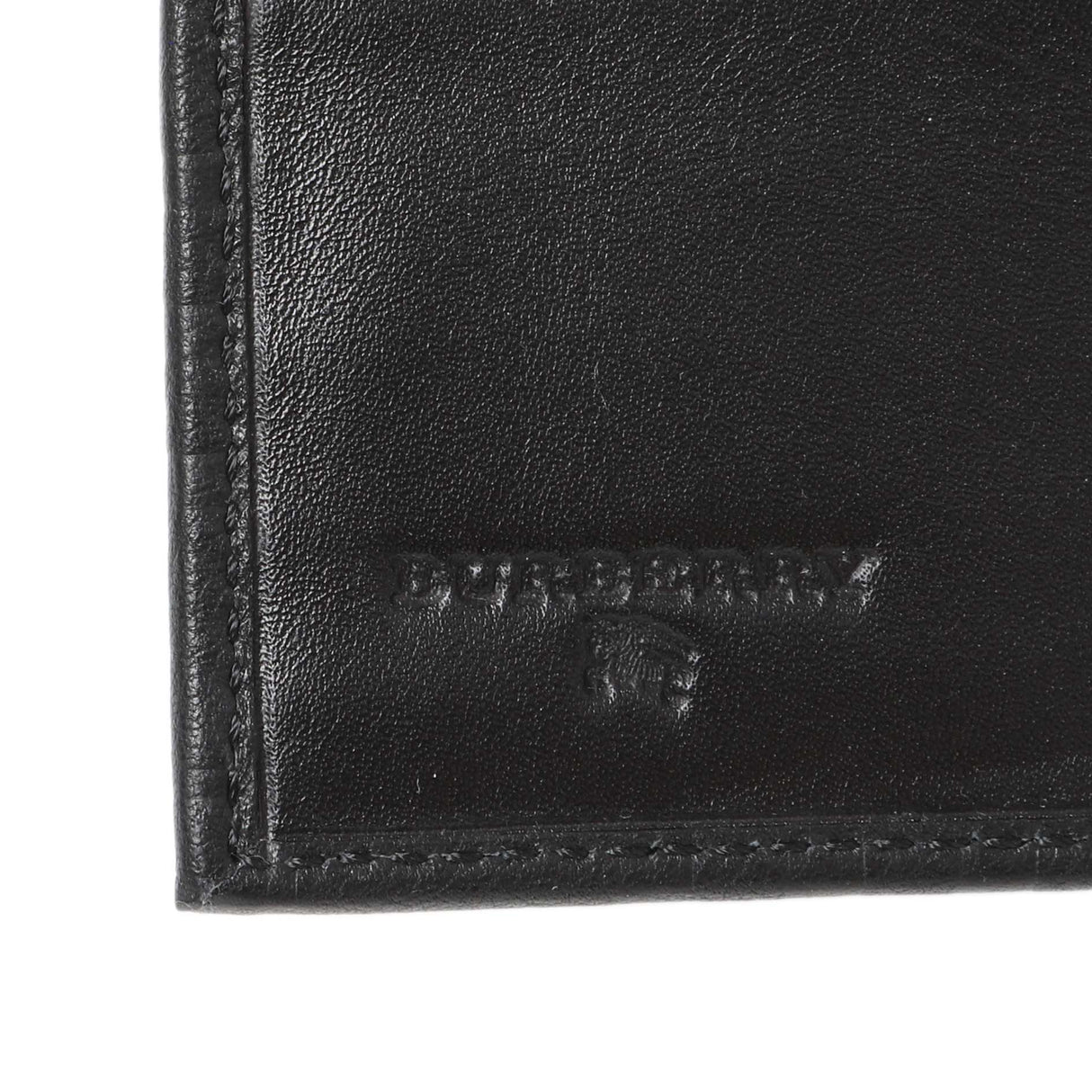 Burberry Black Embossed Check Leather Bifold Wallet Accessories Burberry