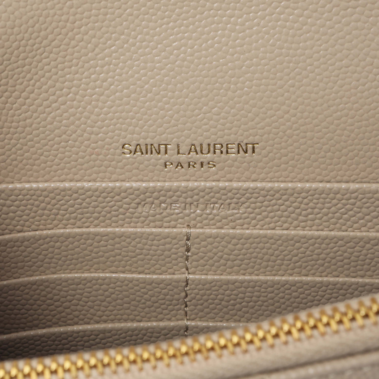 Saint Laurent Dark Beige Grain De Poudre Matelasse Chevron Monogram Envelope Chain Wallet Handbags Saint Laurent