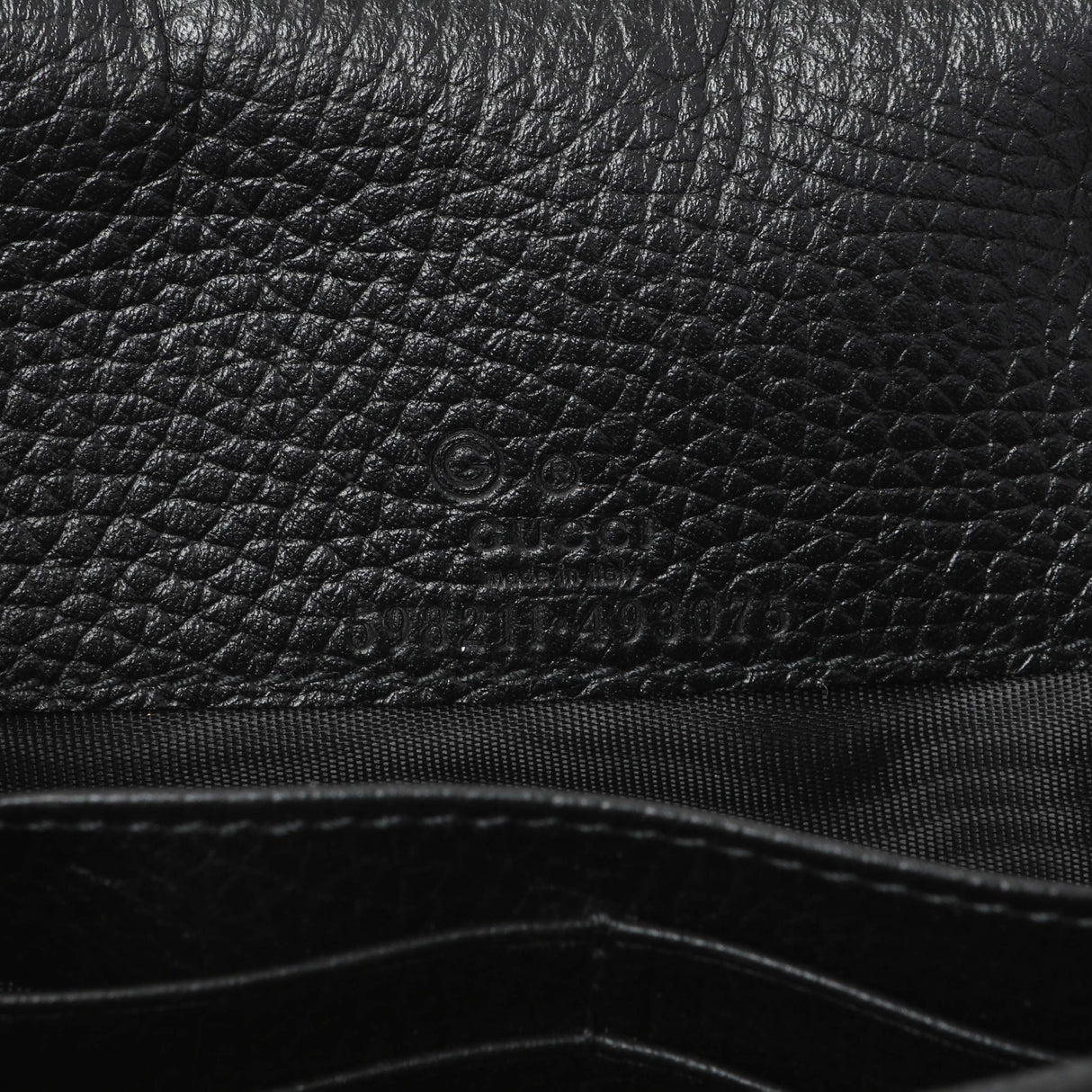 Gucci Black Pebbled Calfskin Soho Wallet on Chain Handbags Gucci