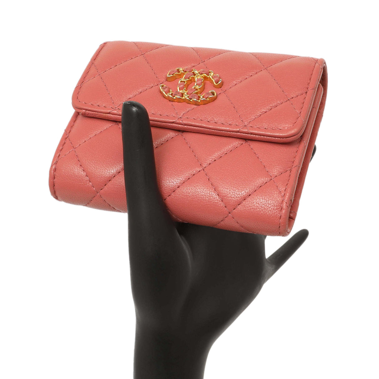 Chanel Pink Quilted Lambskin 19 Small Flap Wallet Accessories Chanel