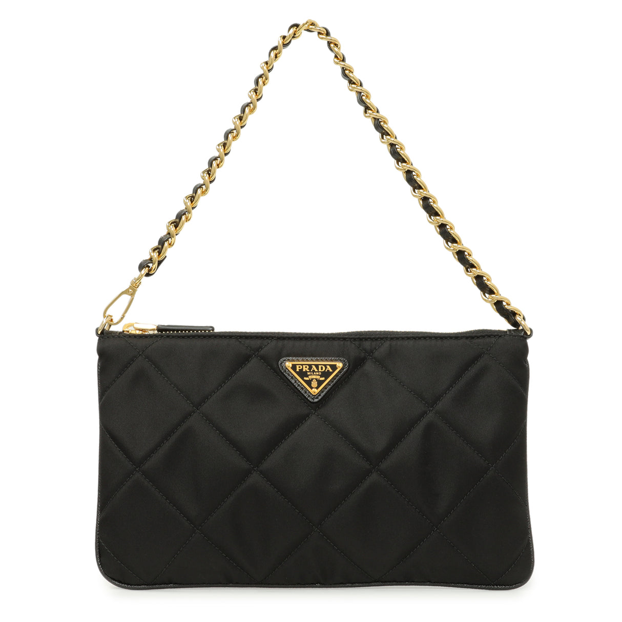 Prada Black Re-Nylon Impuntu Quilted Re-Edition 1995 Chaine Pouch Handbags Prada