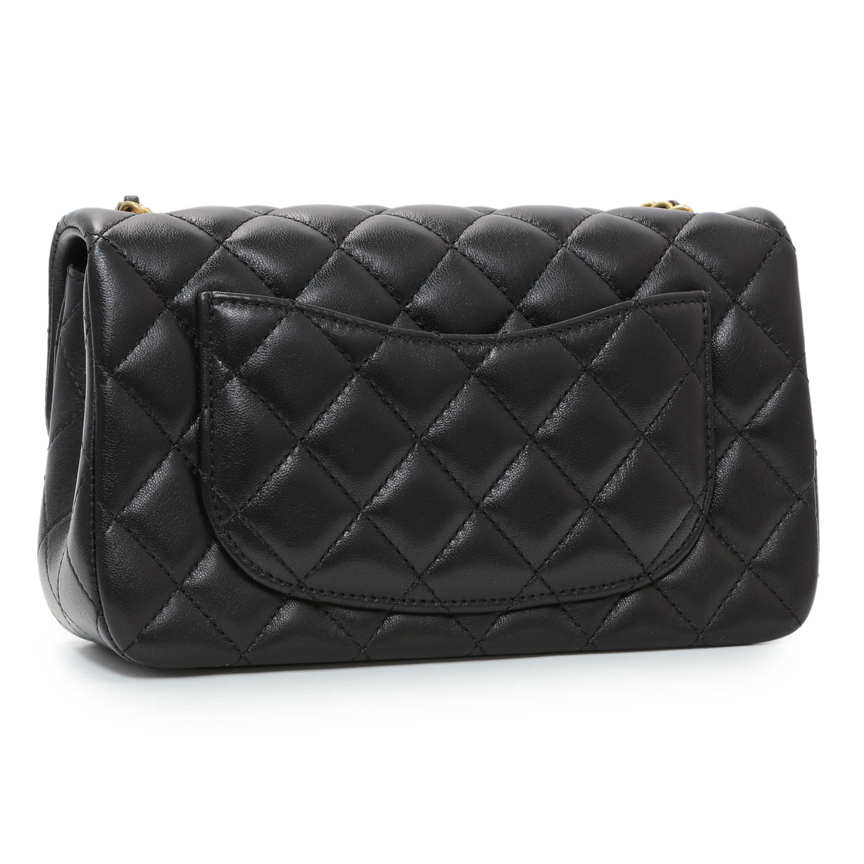 Chanel Black Lambskin Quilted Mini Rectangular Pearl Crush Flap Handbags Chanel