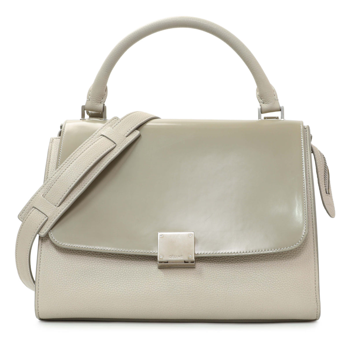 Celine Grey Spazzolato Calfskin Nubuck Small Trapeze Handbags Celine