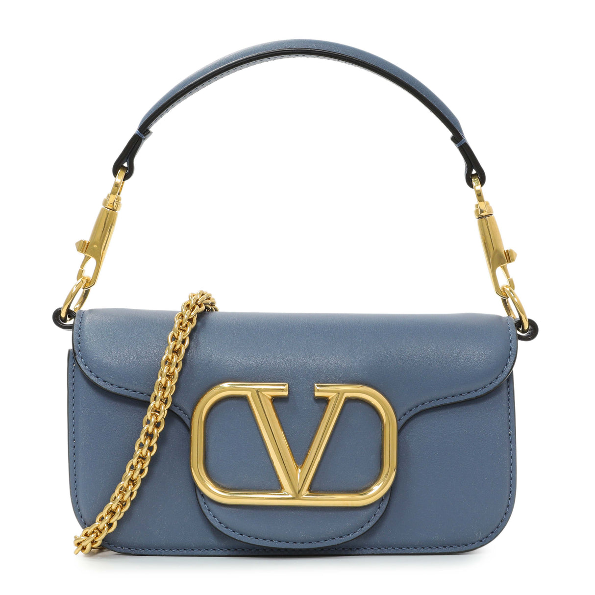 Valentino Blue Calfskin Vlogo Small Loco Shoulder Bag Handbags Valentino