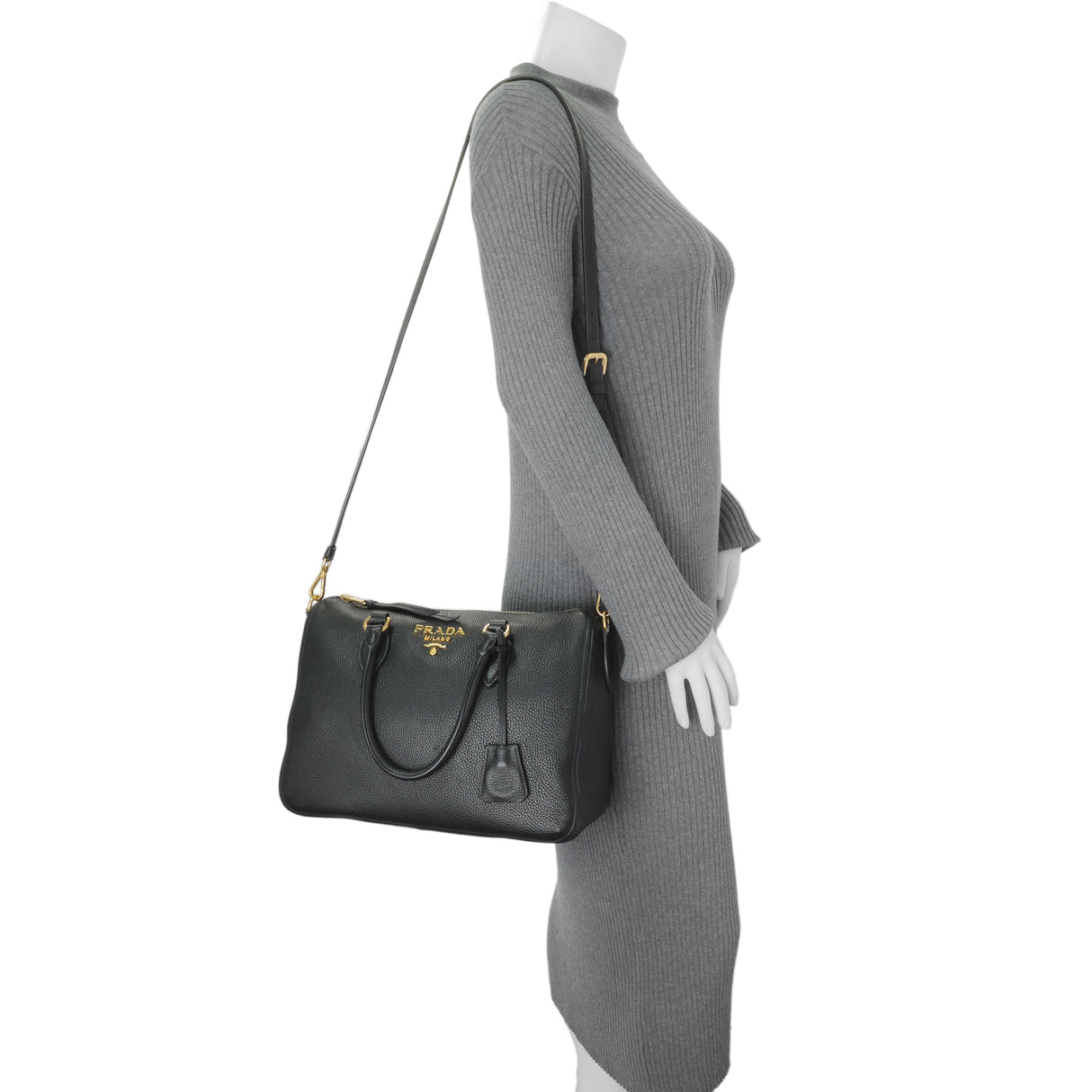 Prada Black Vitello Phenix Boston Bag Handbags Prada