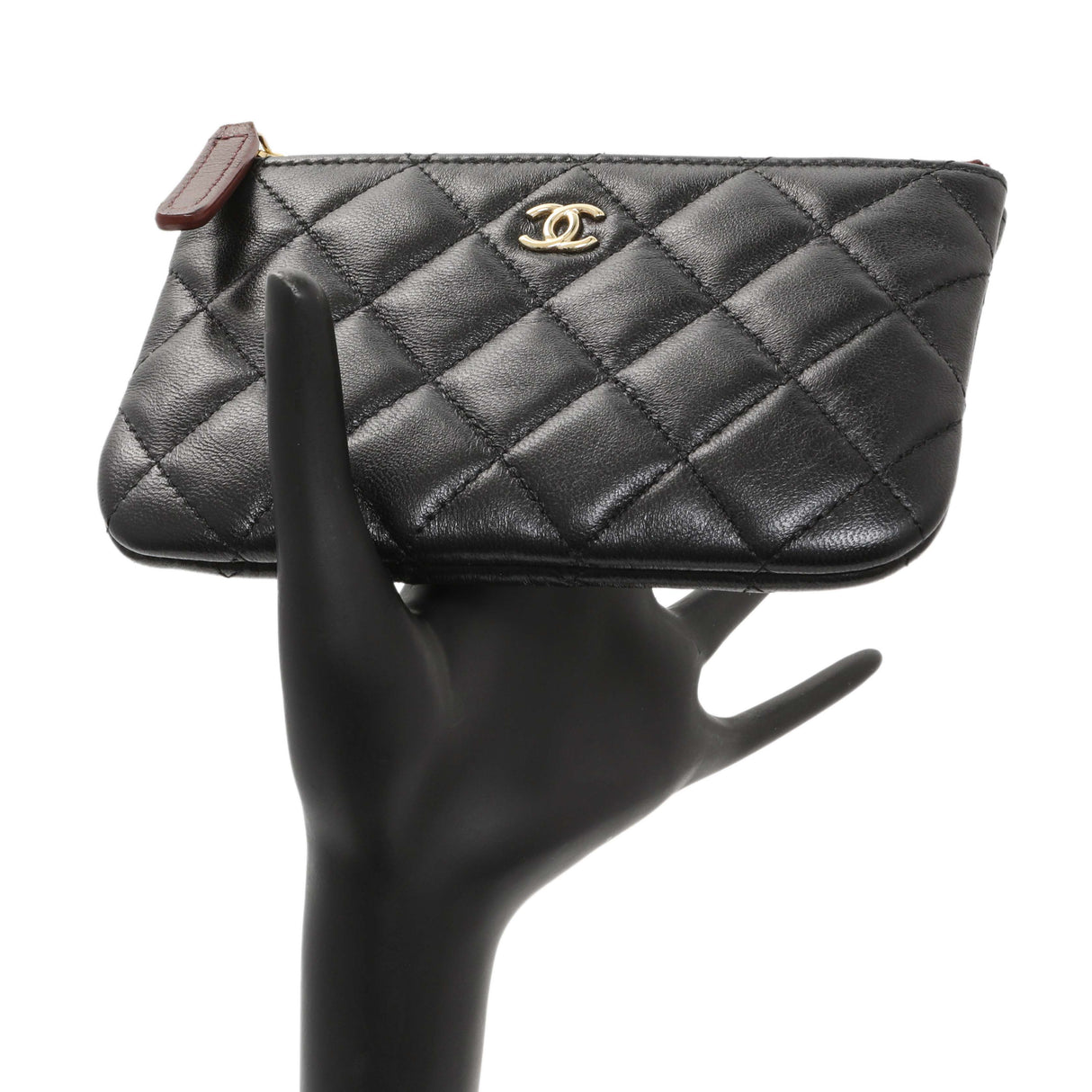 Chanel Black Lambskin Quilted Small Cosmetic Case Accessories Chanel