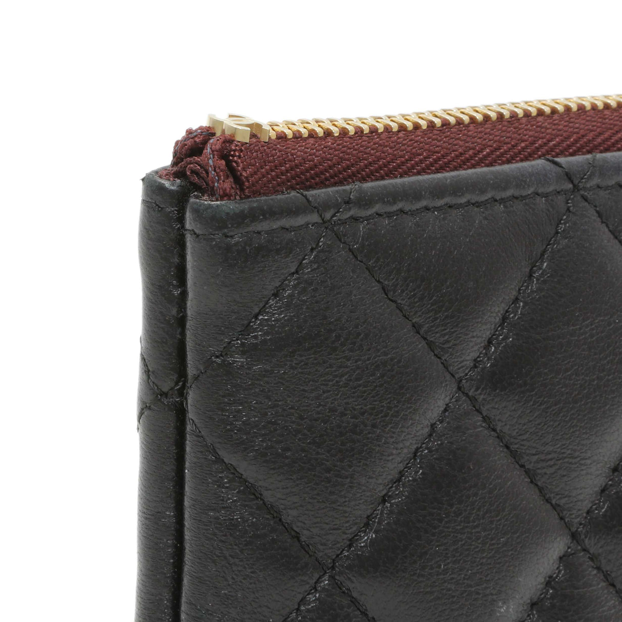 Chanel Black Lambskin Quilted Small Cosmetic Case Accessories Chanel