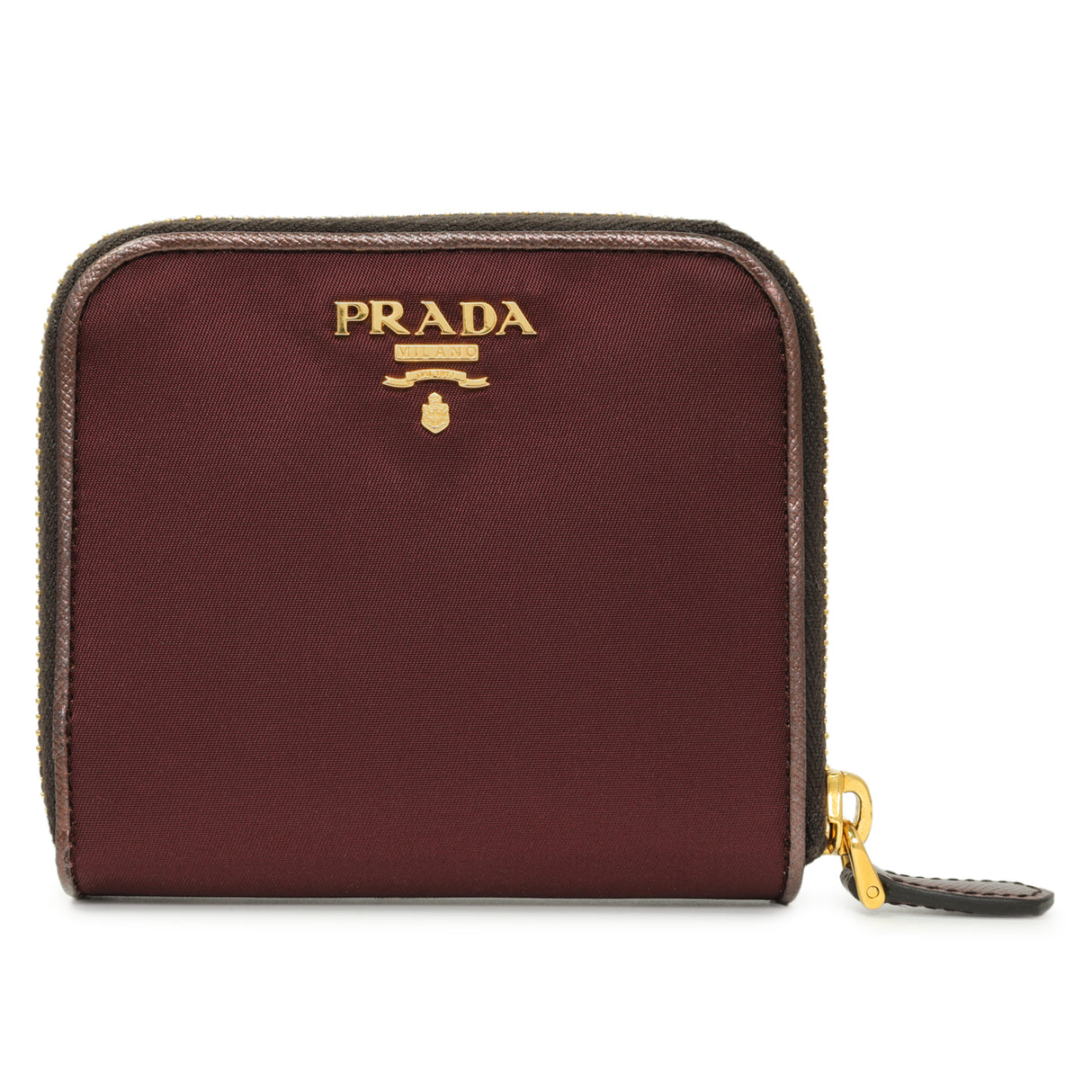 Prada Burgundy Nylon Compact Wallet Accessories Prada