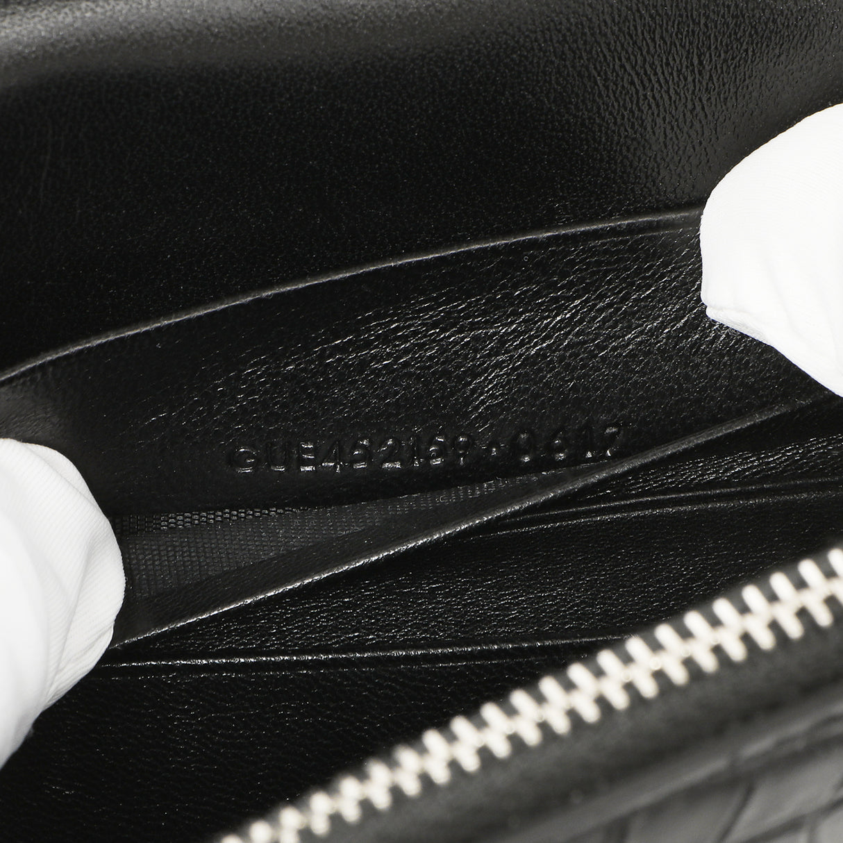 Saint Laurent Black Crocodile Embossed Calfskin Kate Monogram Tassel Chain Wallet Handbags Saint Laurent