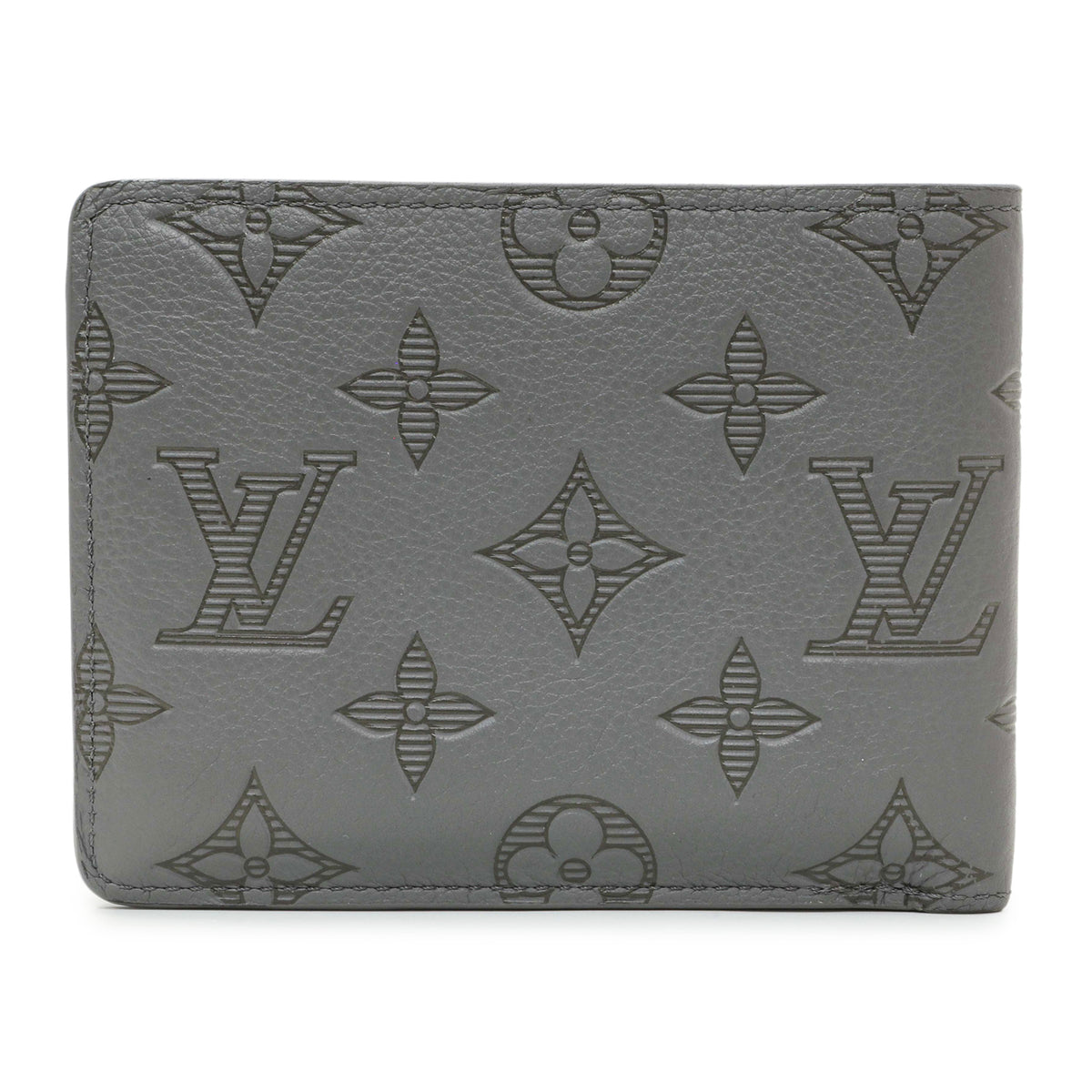 Louis Vuitton Grey Calfskin Monogram Shadow Multiple Wallet Accessories Louis Vuitton