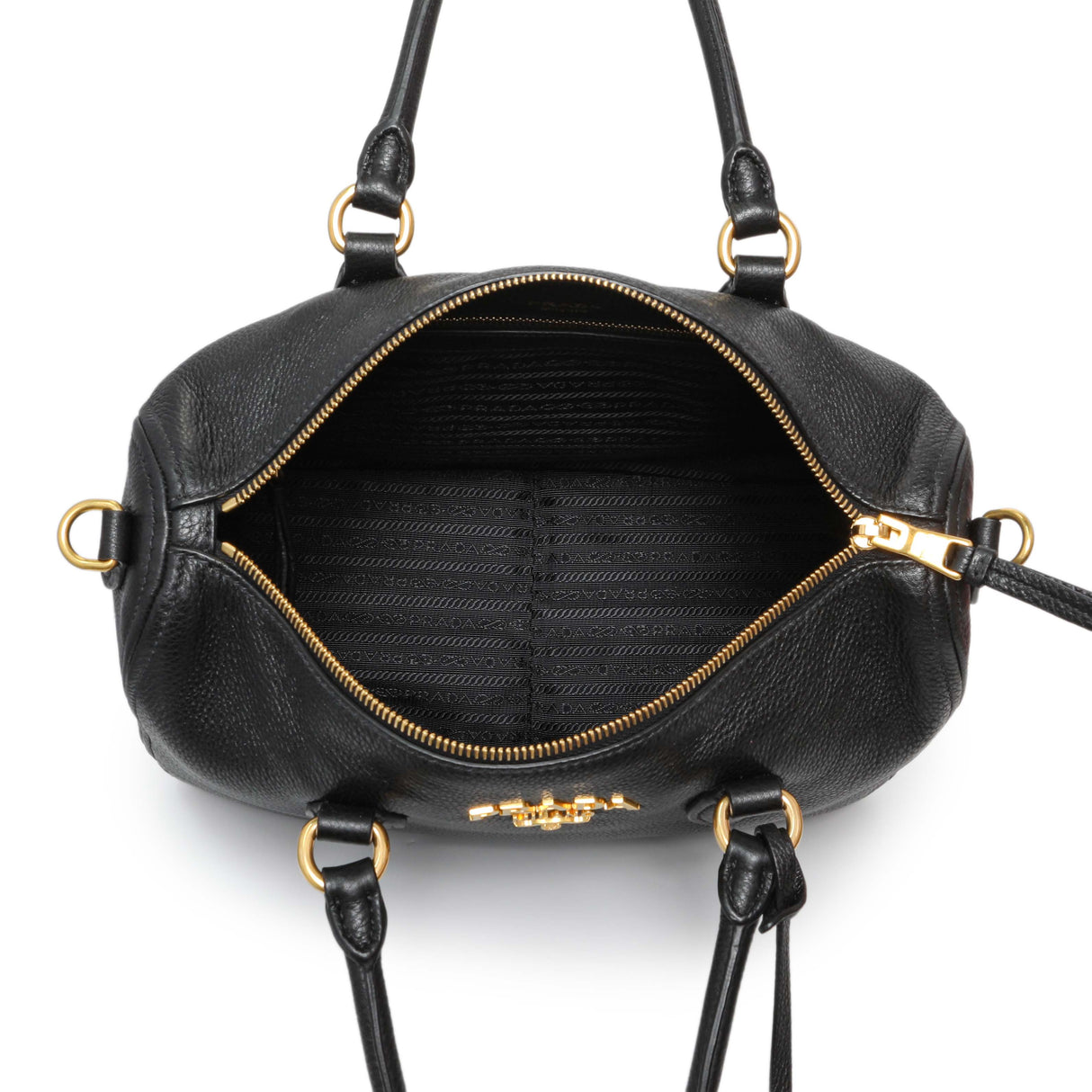 Prada Black Vitello Phenix Boston Bag Handbags Prada