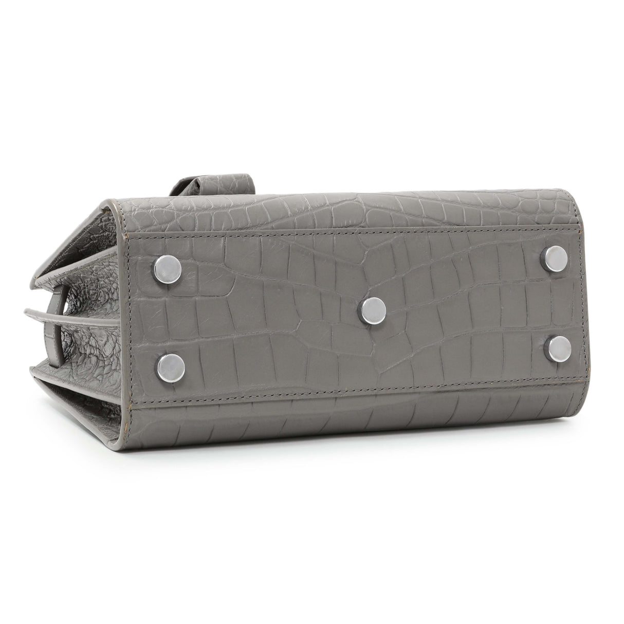 Saint Laurent Grey Calfskin Crocodile Embossed Nano Sac De Jour Handbags Saint Laurent