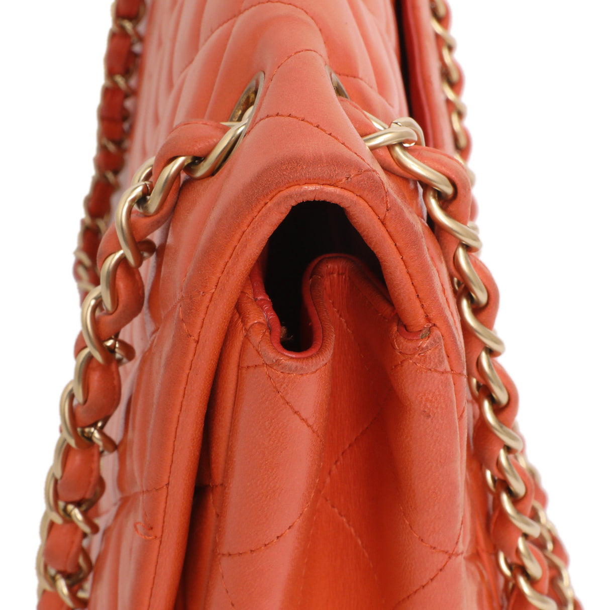 Chanel Coral Quilted Lambskin Maxi Classic Single Flap Handbags Chanel