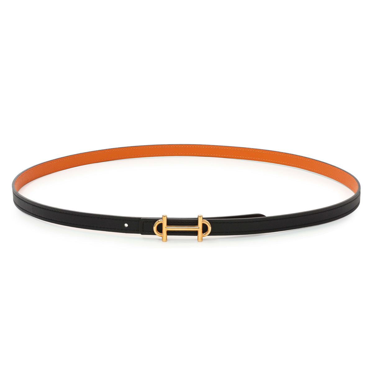 Hermes Black Orange Swift Epsom 13mm Reversible Gamma Belt Accessories Hermes