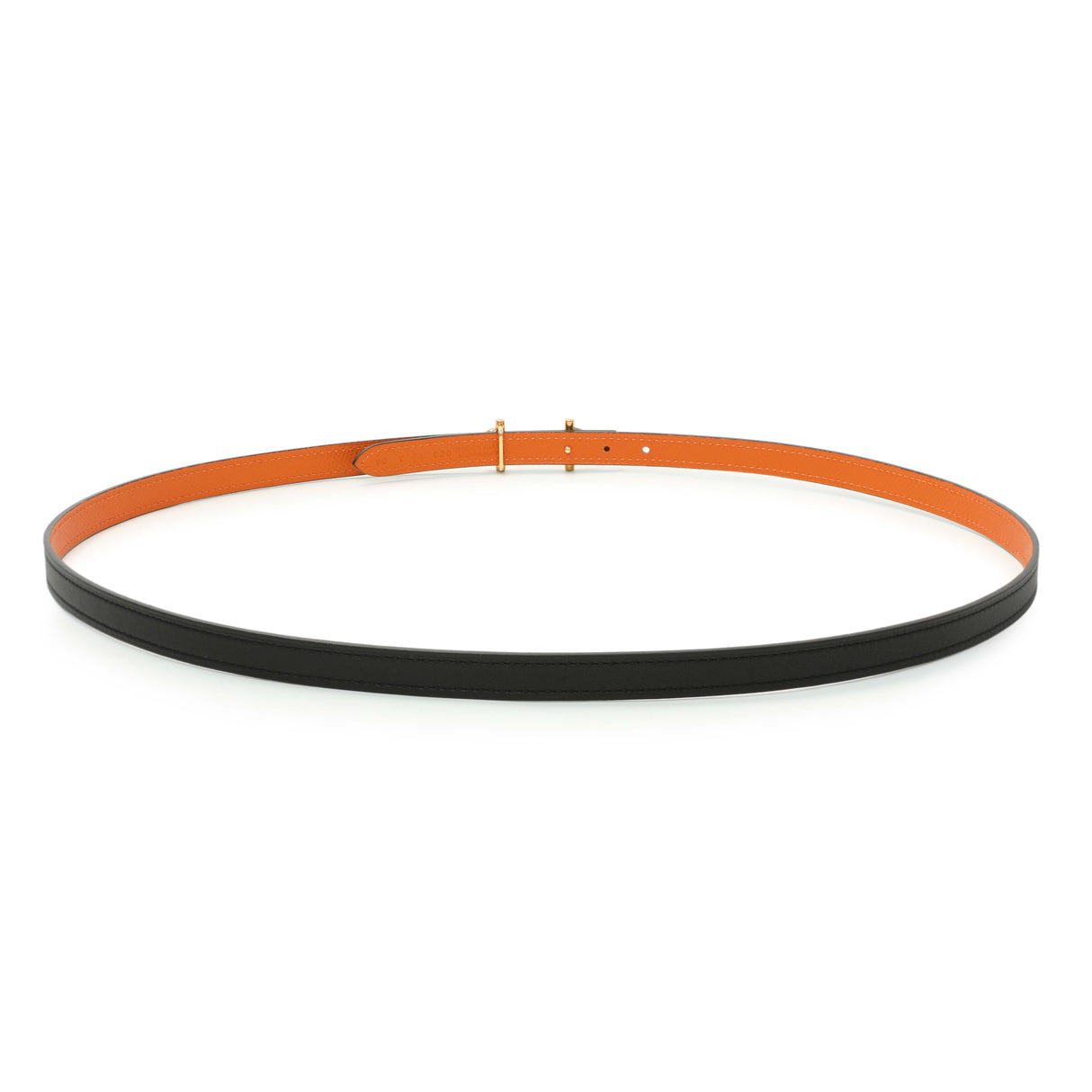 Hermes Black Orange Swift Epsom 13mm Reversible Gamma Belt Accessories Hermes
