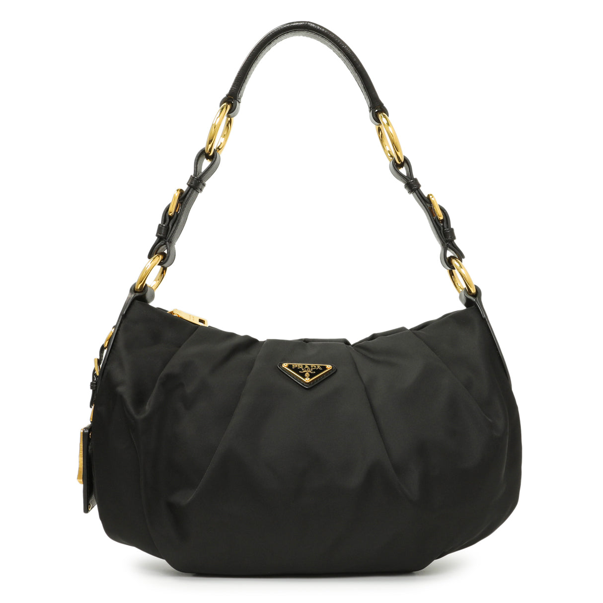 Prada Black Nylon Pleated Hobo Handbags Prada