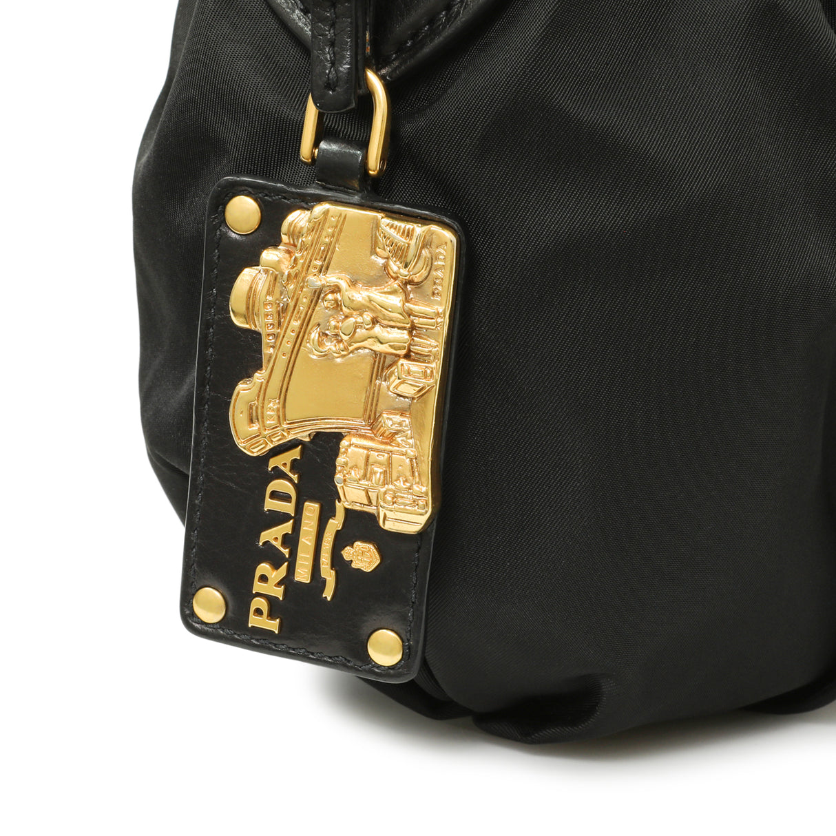 Prada Black Nylon Pleated Hobo Handbags Prada