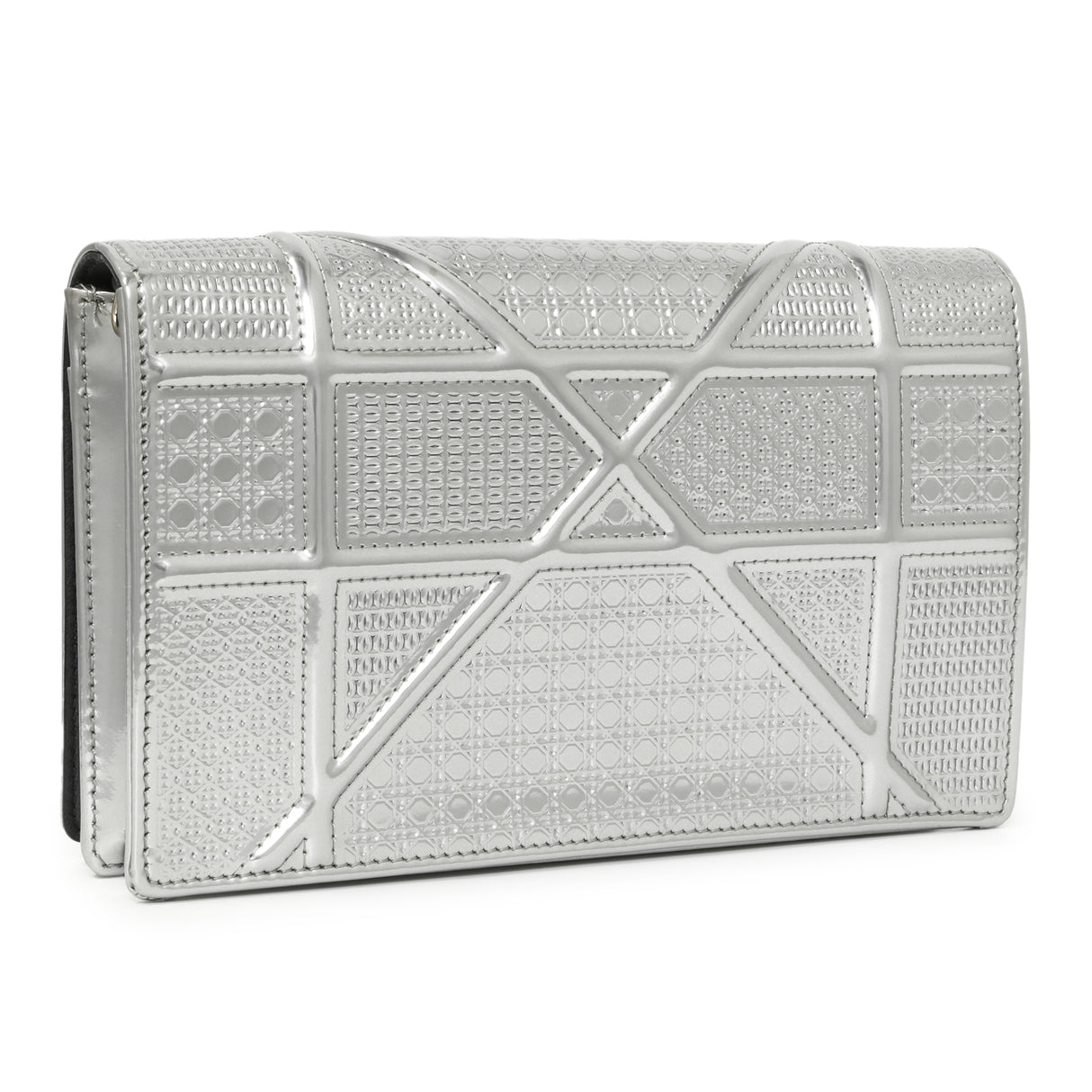 Christian Dior Silver Patent Micro-Cannage Diorama Wallet on Chain Handbags Christian Dior