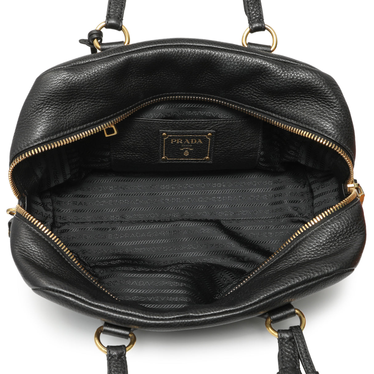 Prada Black Vitello Daino Bauletto Handbags Prada