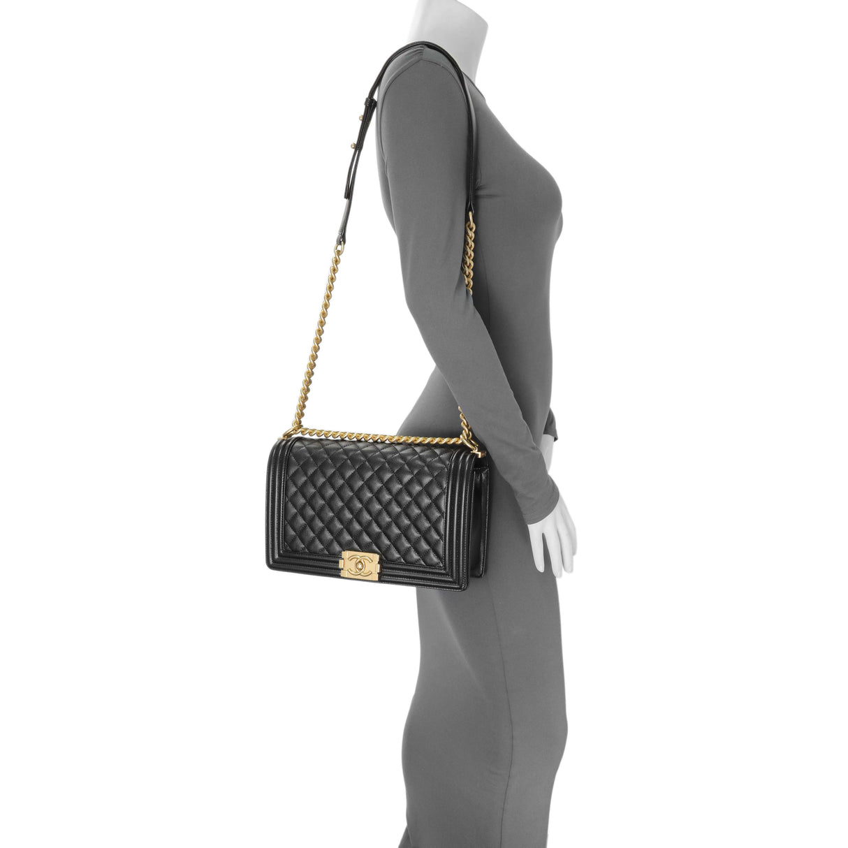 -temp- 81427 Chanel Black Caviar New Medium Boy Flap #A9EA874A Handbags Chanel