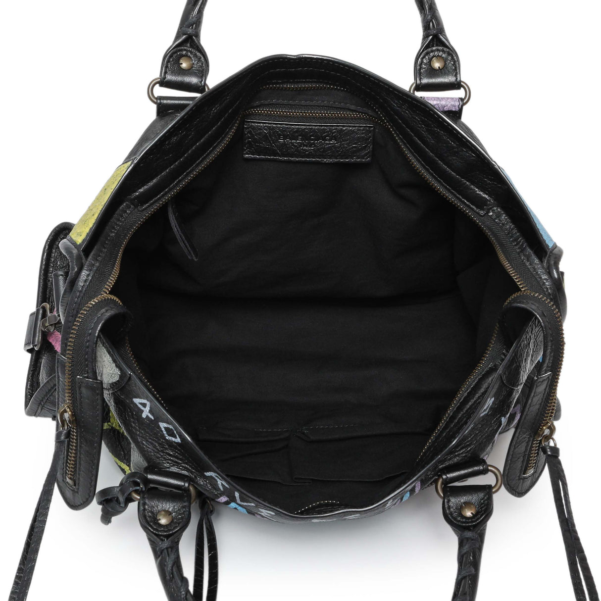 Balenciaga Black Agneau Graffiti All Over Classic Hardware City Handbags Balenciaga