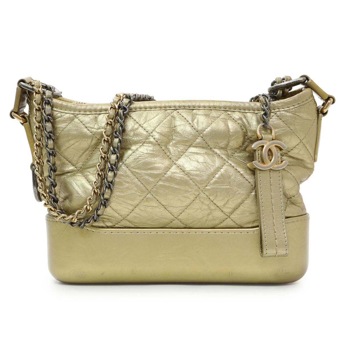 Chanel Metallic Gold Aged Calfskin Small Gabrielle Hobo Handbags Chanel
