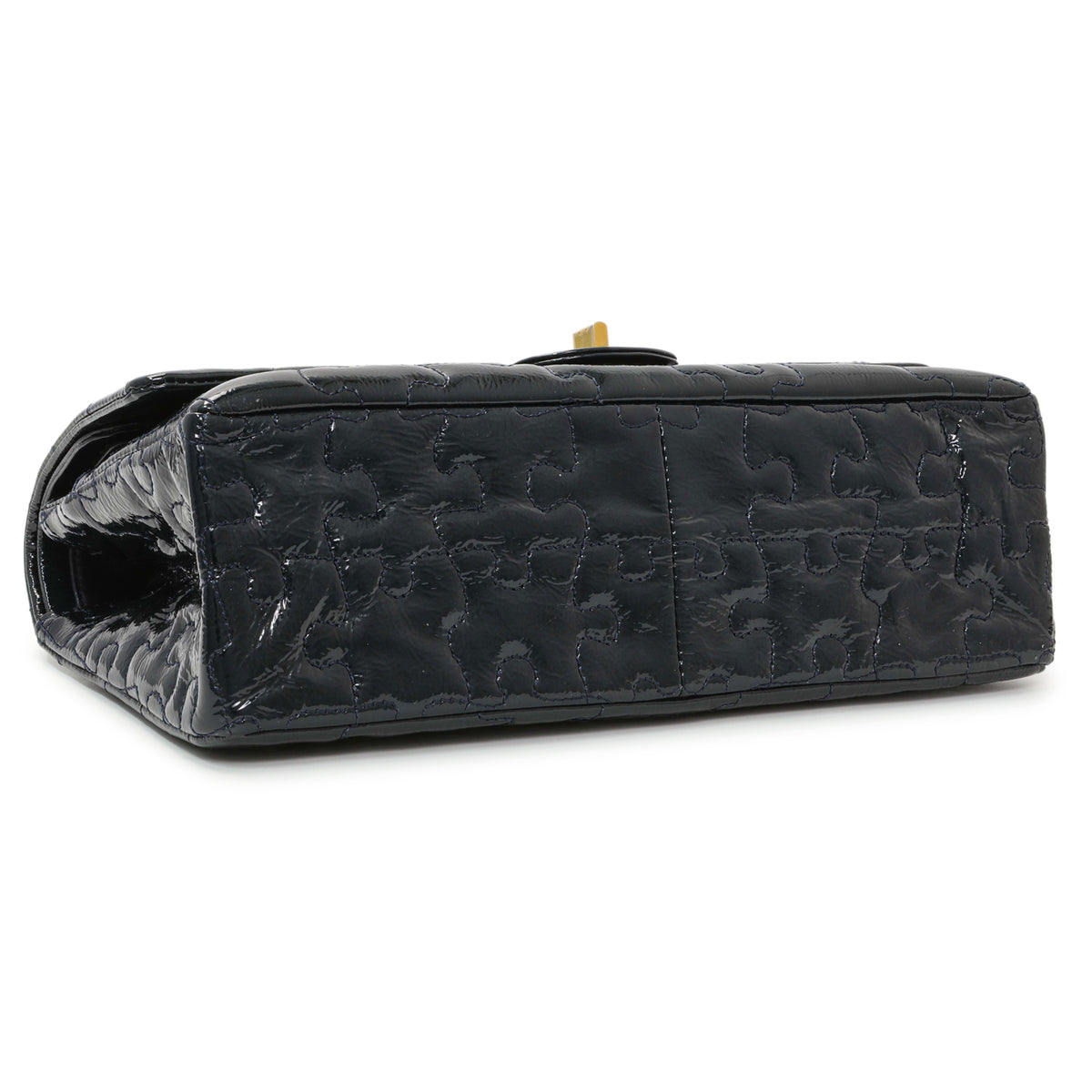 Chanel Navy Crackled Patent Puzzle Reissue 2.55 Double Flap 226 Handbags Chanel