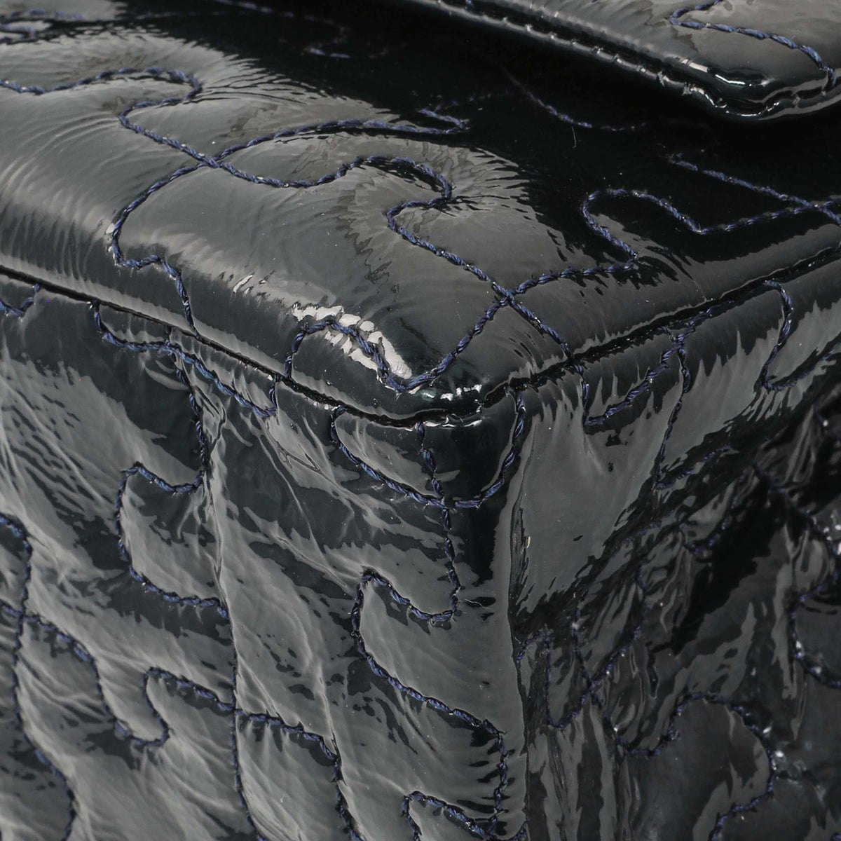 Chanel Navy Crackled Patent Puzzle Reissue 2.55 Double Flap 226 Handbags Chanel