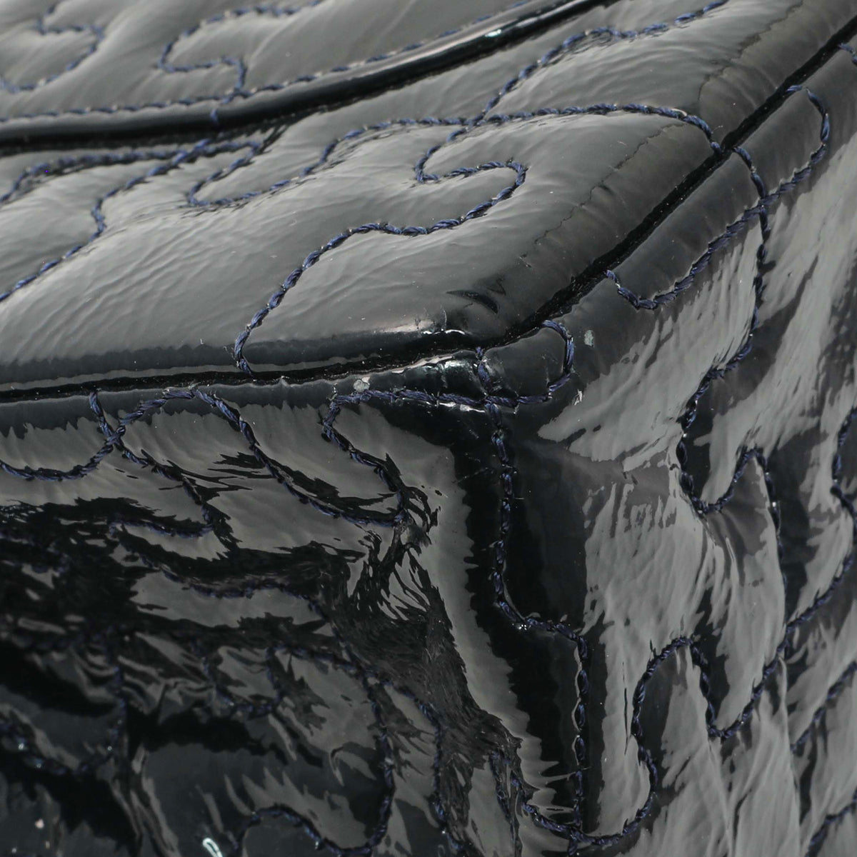 Chanel Navy Crackled Patent Puzzle Reissue 2.55 Double Flap 226 Handbags Chanel