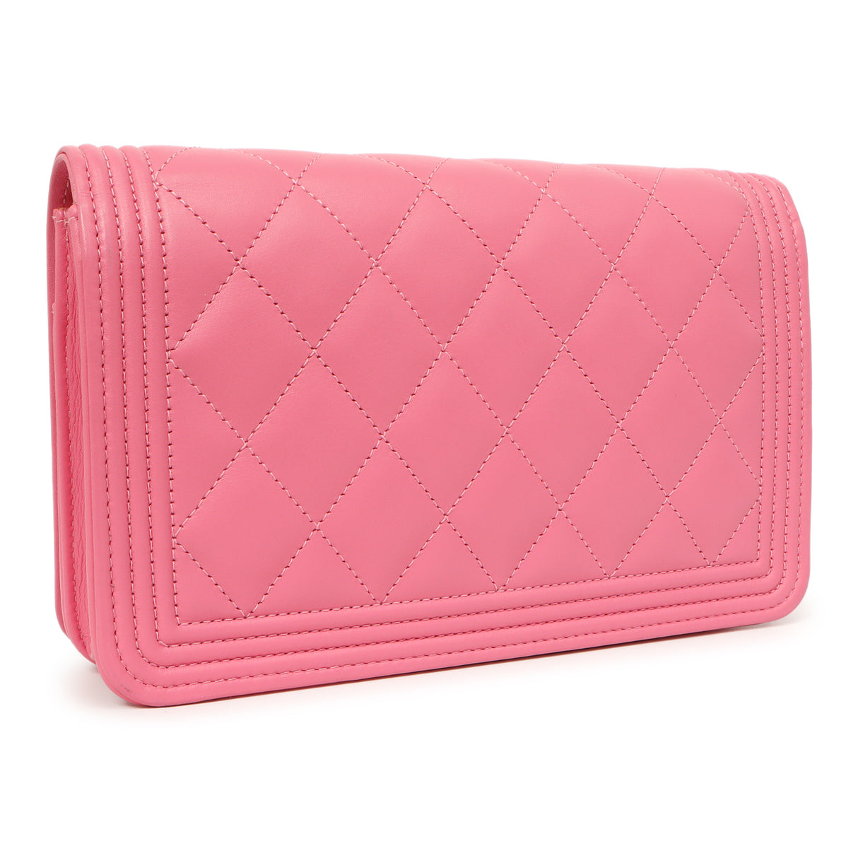Chanel Pink Quilted Calfskin Boy Wallet on Chain Handbags Chanel