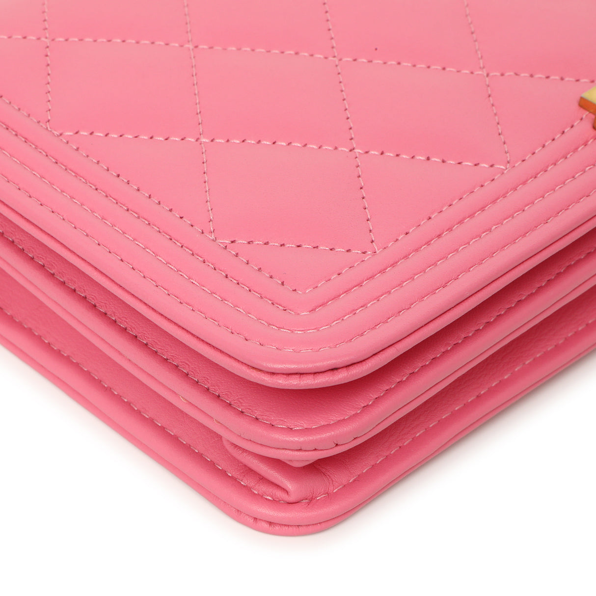 Chanel Pink Quilted Calfskin Boy Wallet on Chain Handbags Chanel