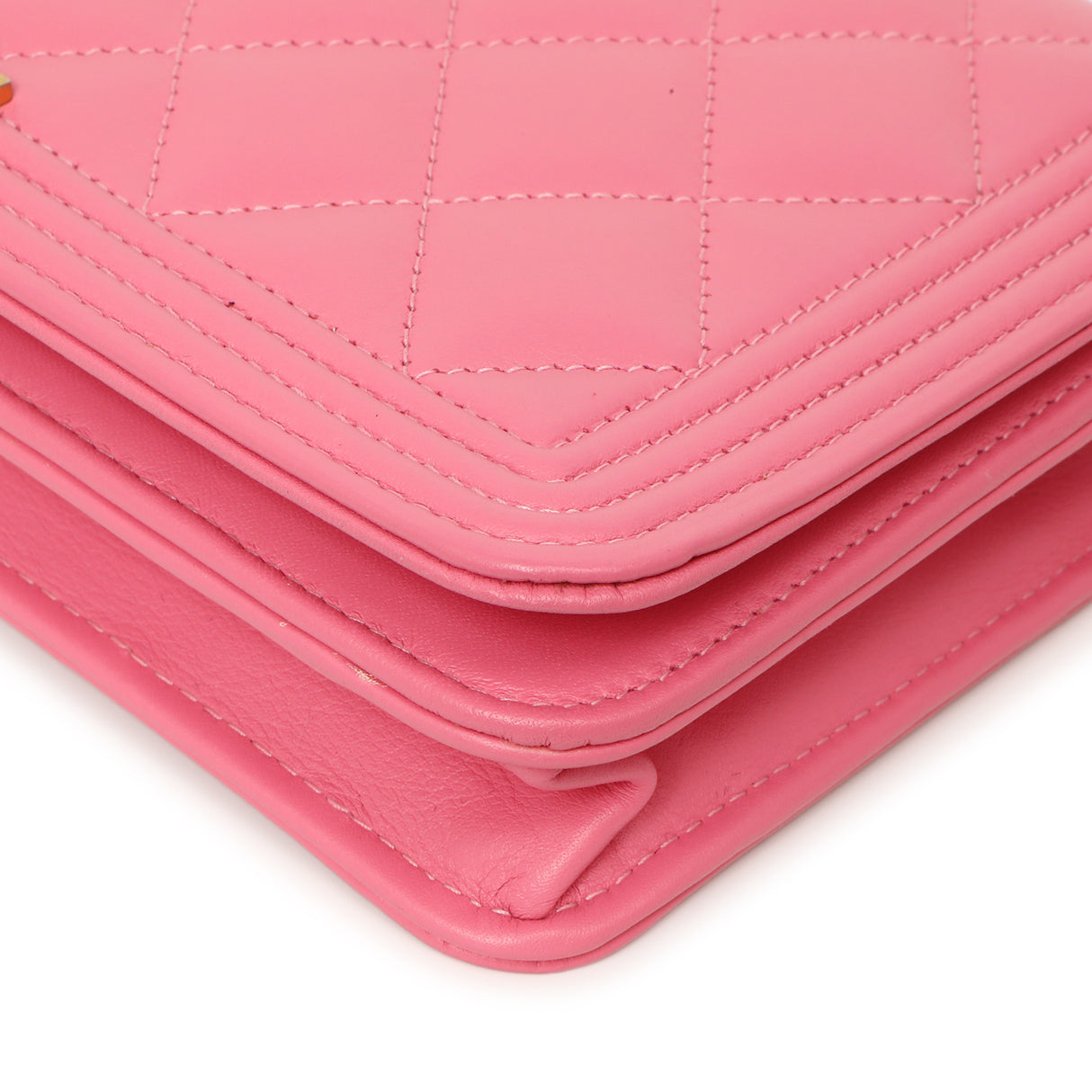 Chanel Pink Quilted Calfskin Boy Wallet on Chain Handbags Chanel