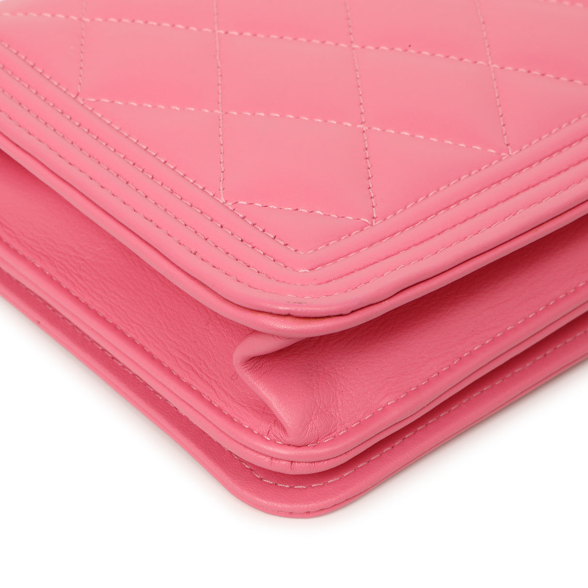 Chanel Pink Quilted Calfskin Boy Wallet on Chain Handbags Chanel