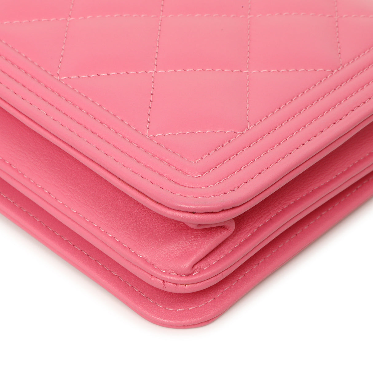 Chanel Pink Quilted Calfskin Boy Wallet on Chain Handbags Chanel