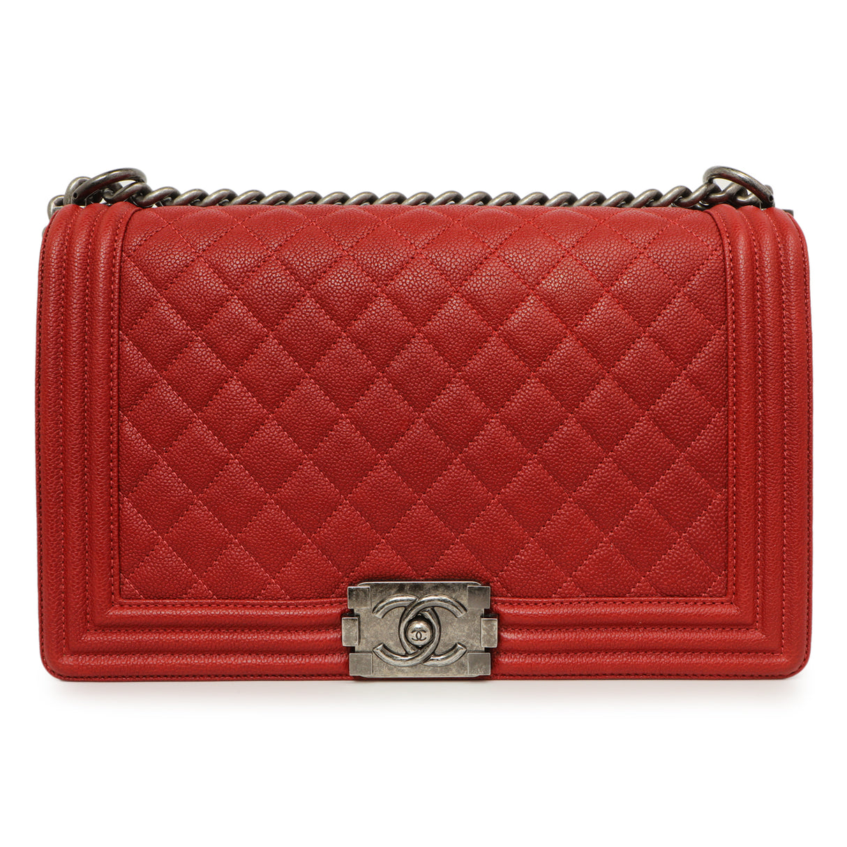 Chanel Red Quilted Caviar New Medium Boy Bag Handbags Chanel
