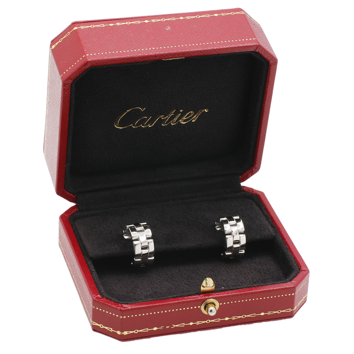 Cartier 18K White Gold Panthere Maillon Clip On Earrings Designer Jewellery Cartier