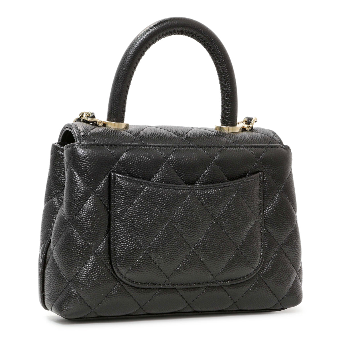 Chanel Black Caviar Quilted Coco Handle Clutch With Chain Handbags Chanel