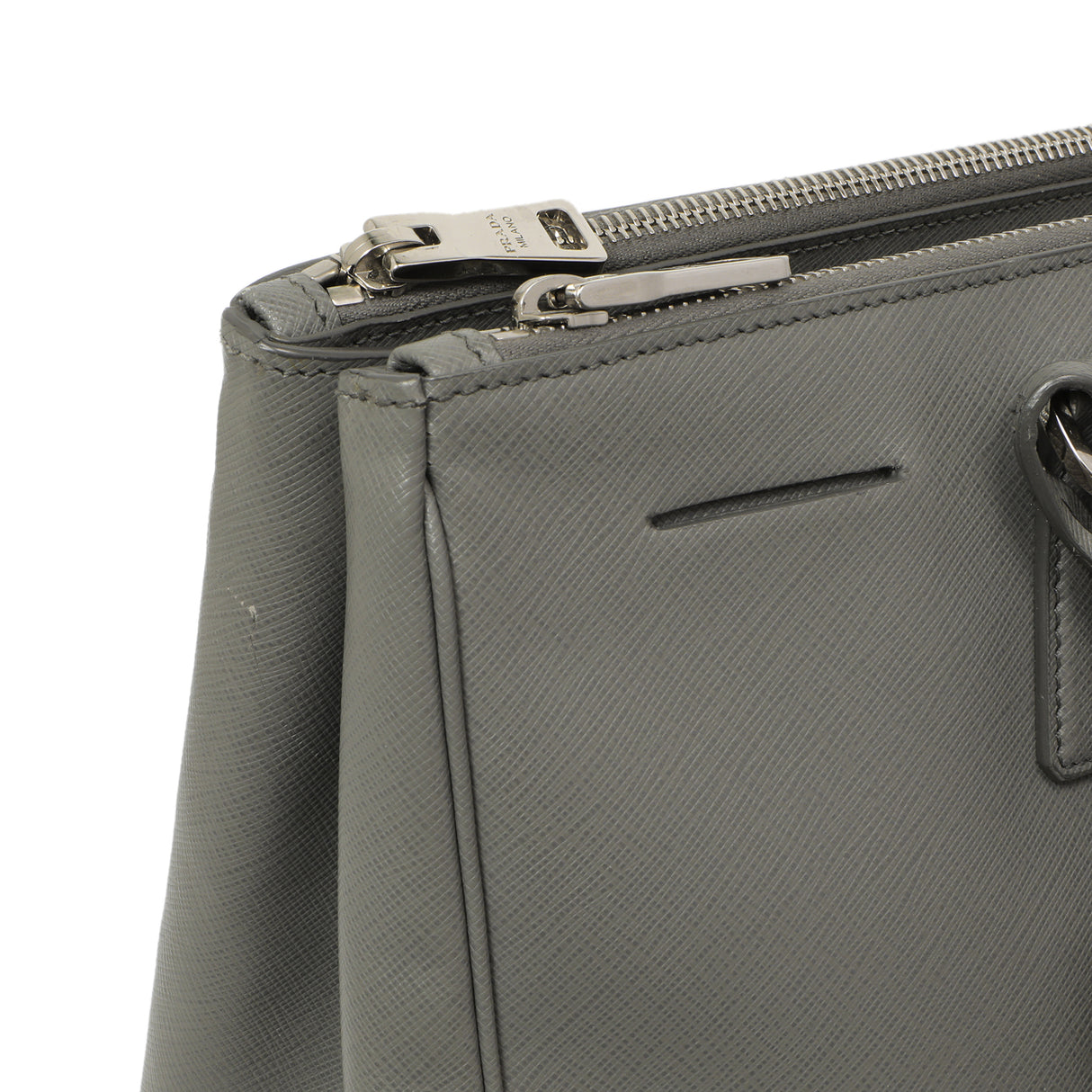 Prada Grey Saffiano Large Galleria Double Zip Tote Handbags Prada
