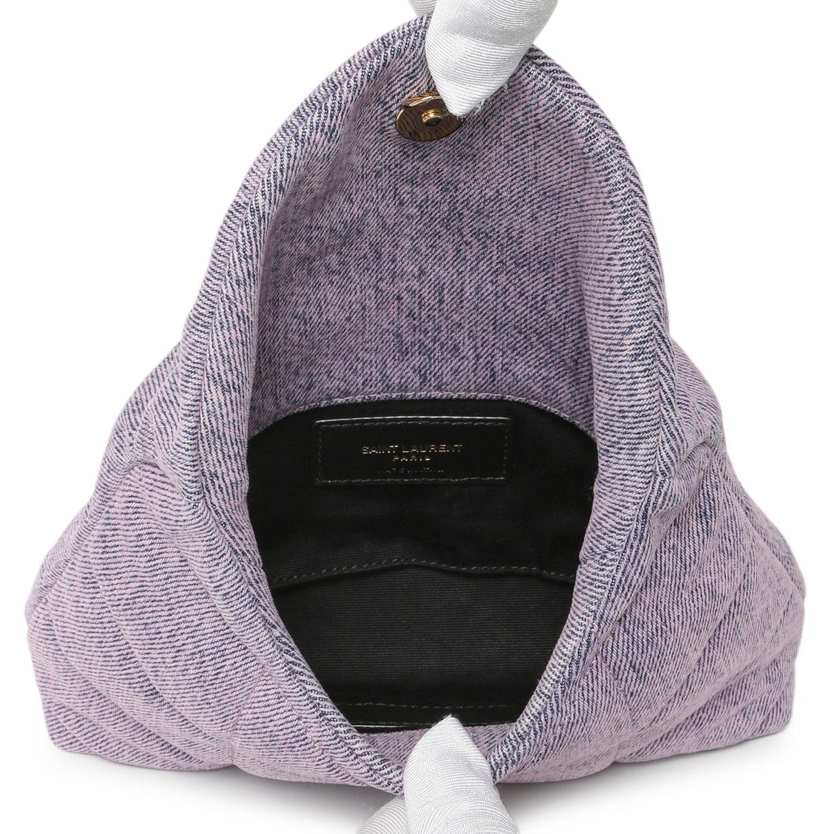 Saint Laurent Bleached Lilac Quilted Denim Loulou Puffer Monogram Clutch Handbags Saint Laurent