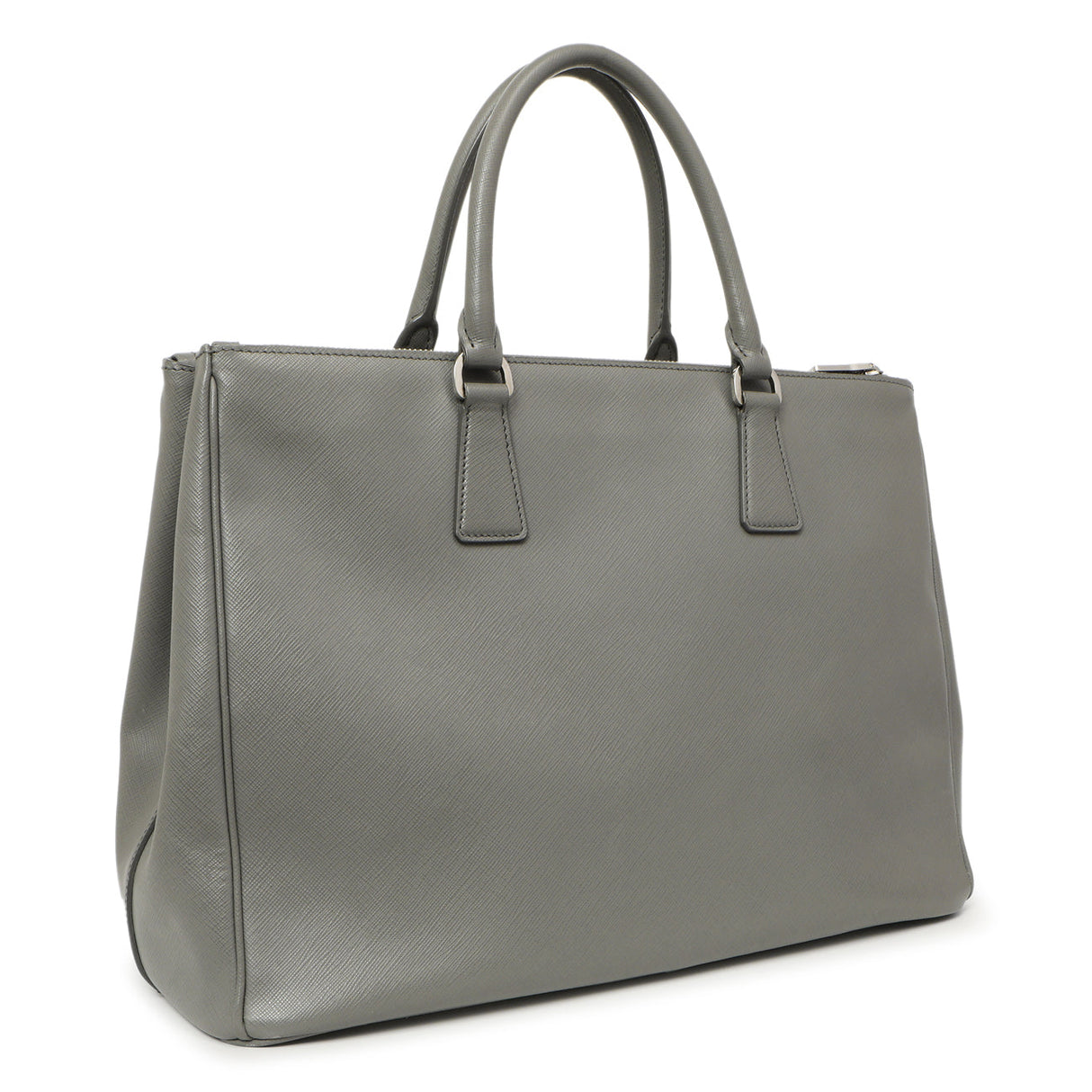 Prada Grey Saffiano Large Galleria Double Zip Tote Handbags Prada