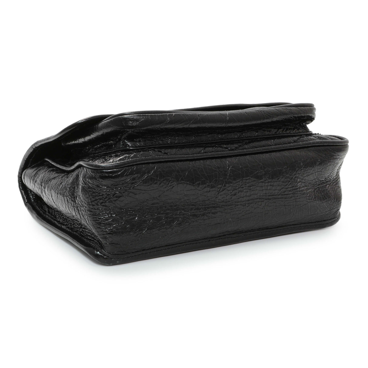 Saint Laurent Black Crinkled Calfskin Matelasse Monogram Baby Niki Chain Satchel Handbags Saint Laurent