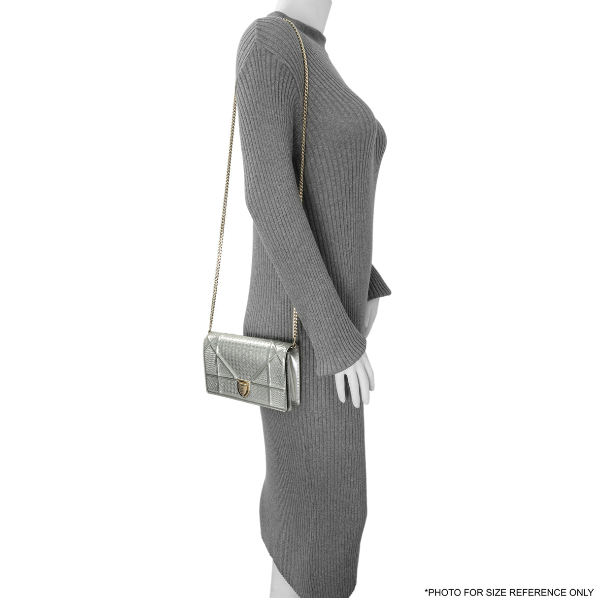 Christian Dior Silver Patent Micro-Cannage Diorama Wallet on Chain Handbags Christian Dior