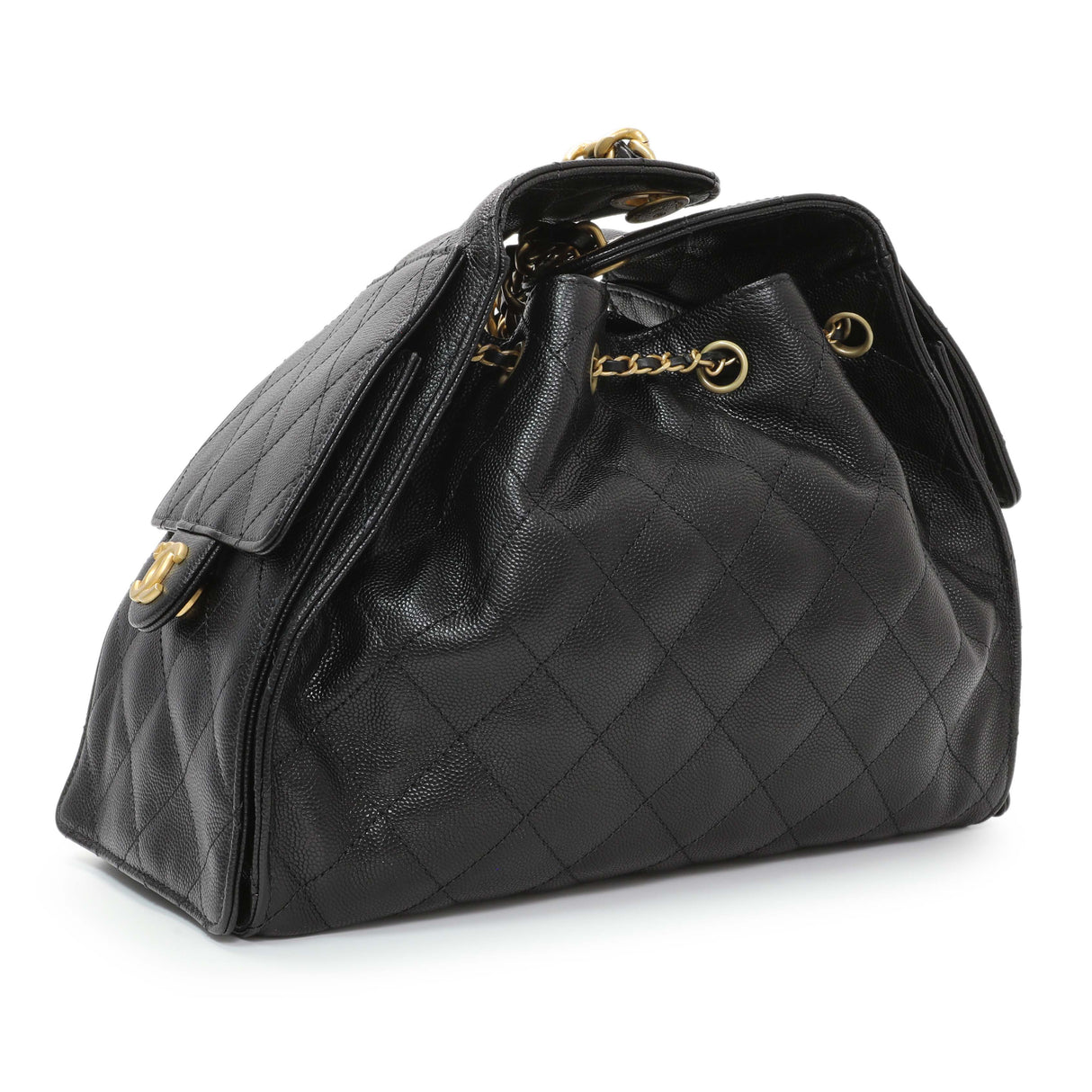 Chanel Black Caviar Quilted Small Chanel 25 Handbag