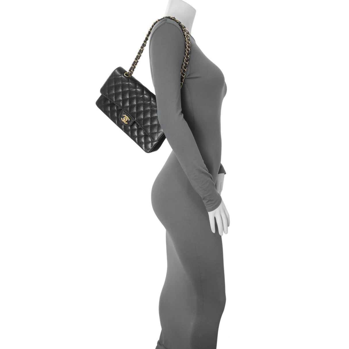 Chanel Black Caviar Medium Double Flap Handbags Chanel