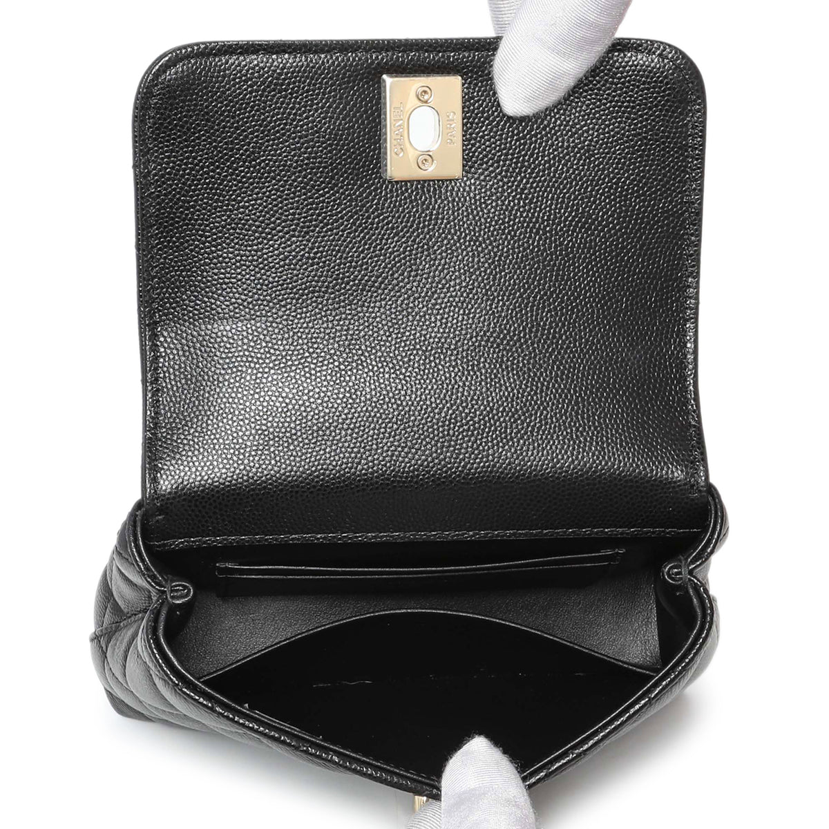 Chanel Black Caviar Quilted Coco Handle Clutch With Chain Handbags Chanel