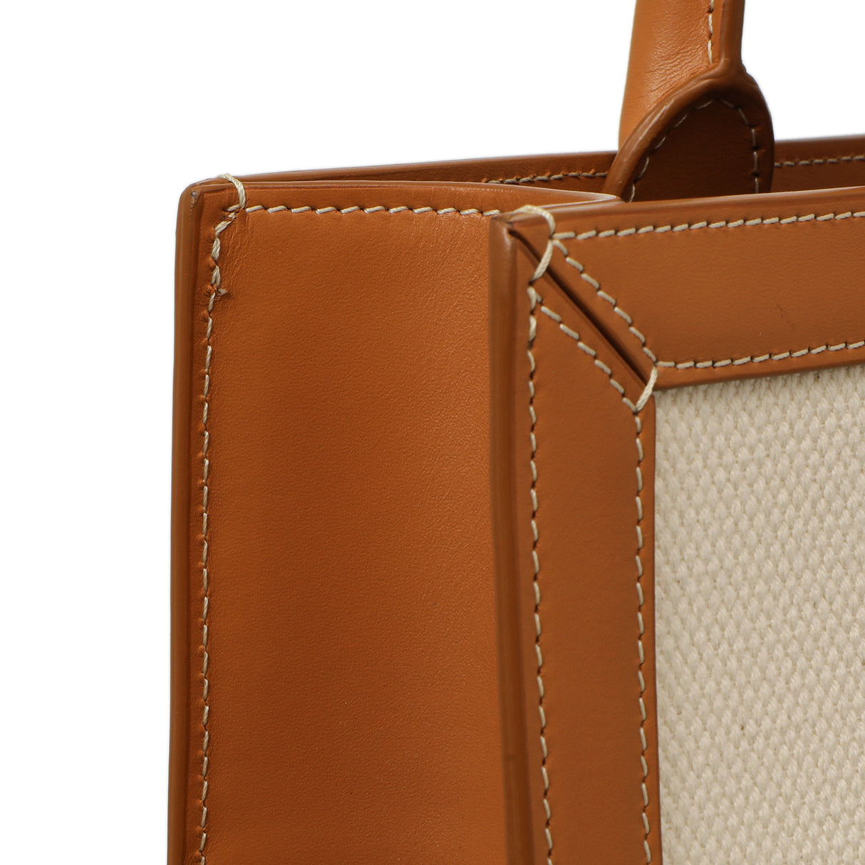 Celine Natural Tan Canvas Calfskin Logo Print Small Vertical Cabas Handbags Celine