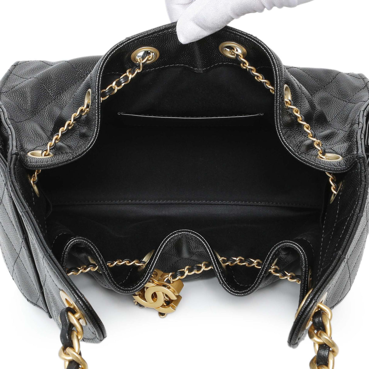 Chanel Black Caviar Quilted Small Chanel 25 Handbag