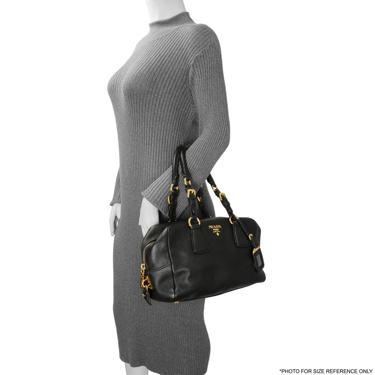 Prada Black Vitello Daino Bauletto Handbags Prada